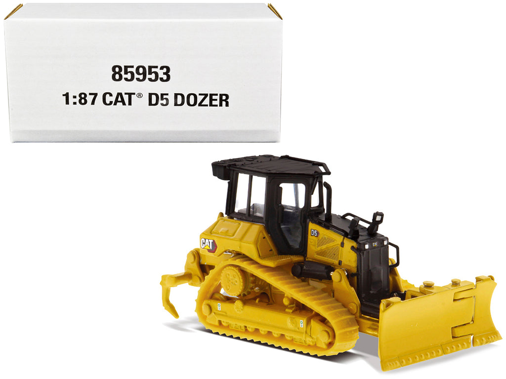 CAT Caterpillar D5 Track-Type Dozer Yellow with Fine Grading Undercarriage and Foldable Blade 'High Line Series' 1/87 (HO) Scale Diecast Model by Diecast Masters