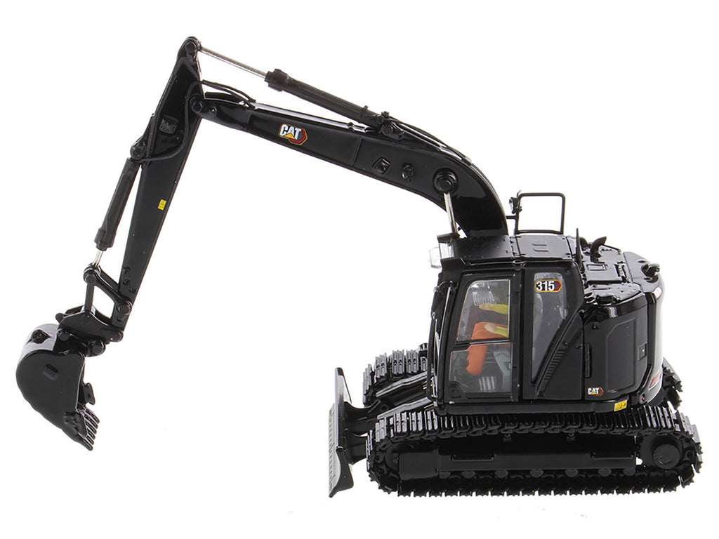 CAT Caterpillar 315 Track Type Hydraulic Excavator Special Black Finish with Operator 'High Line' Series 1/50 Diecast Model by Diecast Masters