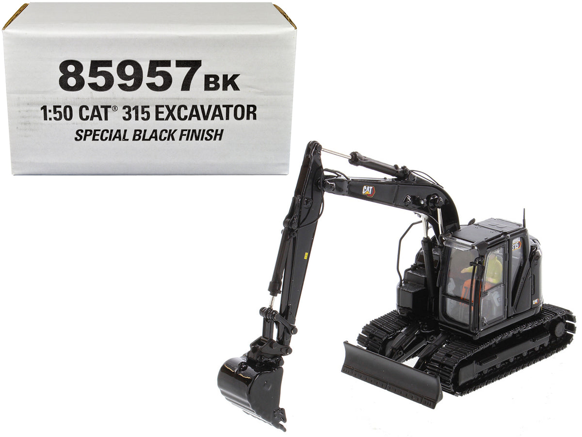 CAT Caterpillar 315 Track Type Hydraulic Excavator Special Black Finish with Operator 'High Line' Series 1/50 Diecast Model by Diecast Masters