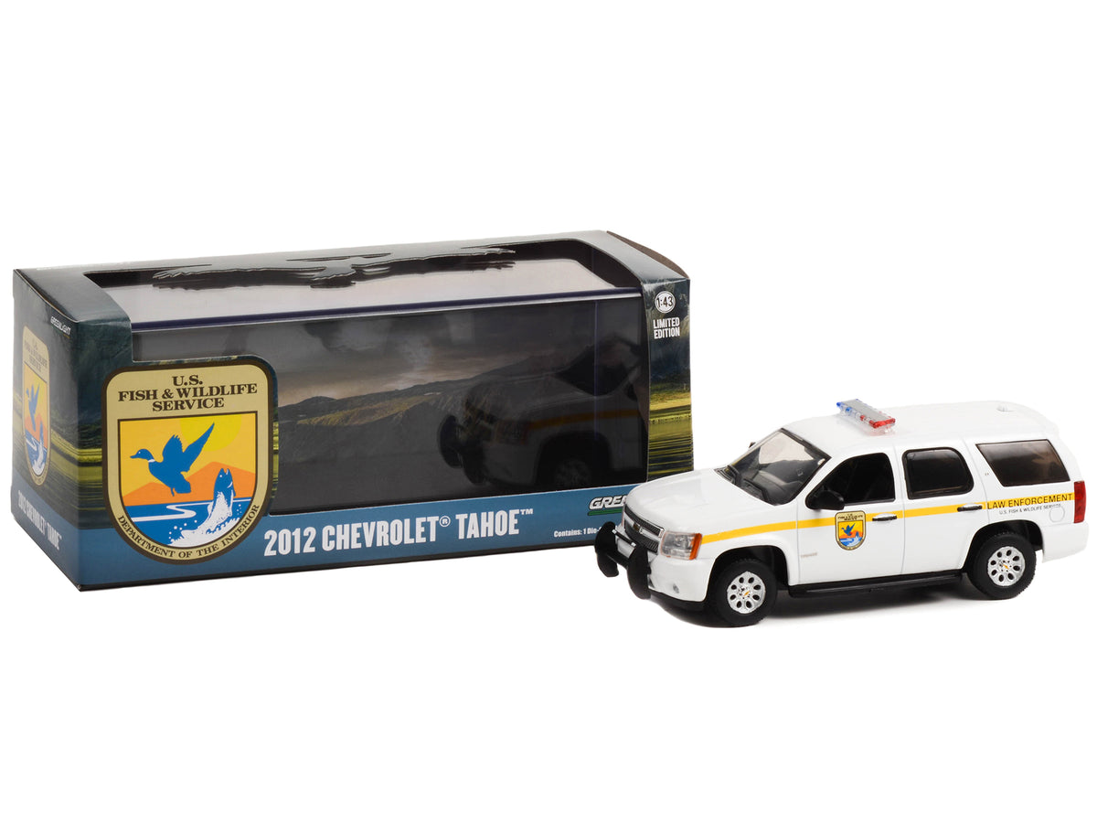 2012 Chevrolet Tahoe White with Yellow Stripes 'U.S. Fish & Wildlife Service Law Enforcement' 1/43 Diecast Model Car by Greenlight