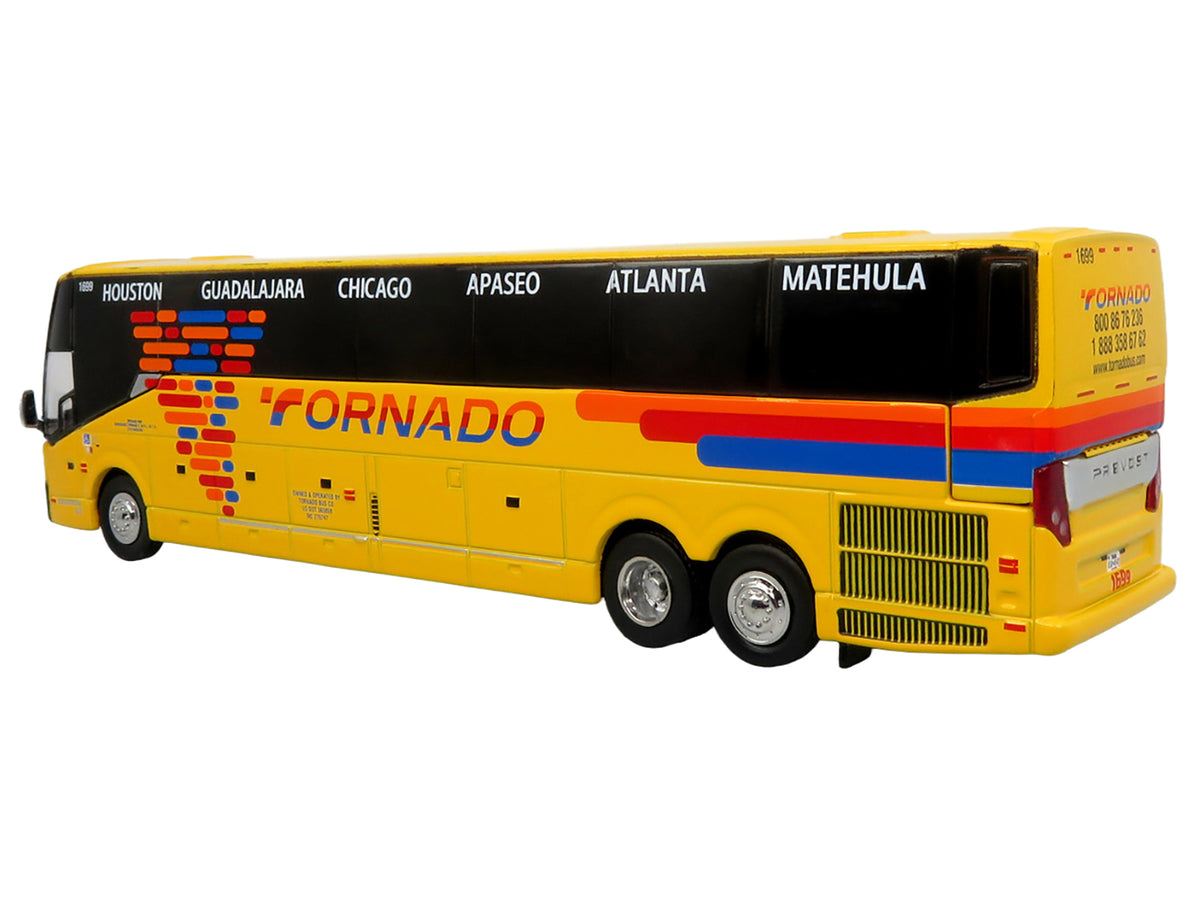 Prevost H3-45 Coach Bus 'Tornado Bus Company' Yellow with Graphics Limited Edition 1/87 (HO) Diecast Model by Iconic Replicas