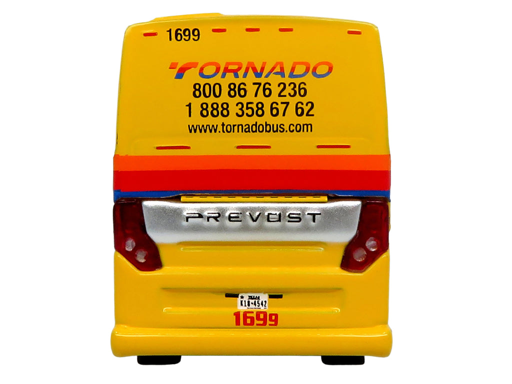 Prevost H3-45 Coach Bus 'Tornado Bus Company' Yellow with Graphics Limited Edition 1/87 (HO) Diecast Model by Iconic Replicas