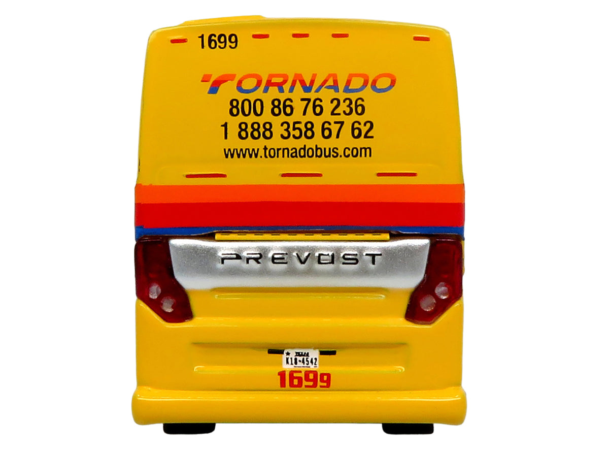 Prevost H3-45 Coach Bus 'Tornado Bus Company' Yellow with Graphics Limited Edition 1/87 (HO) Diecast Model by Iconic Replicas