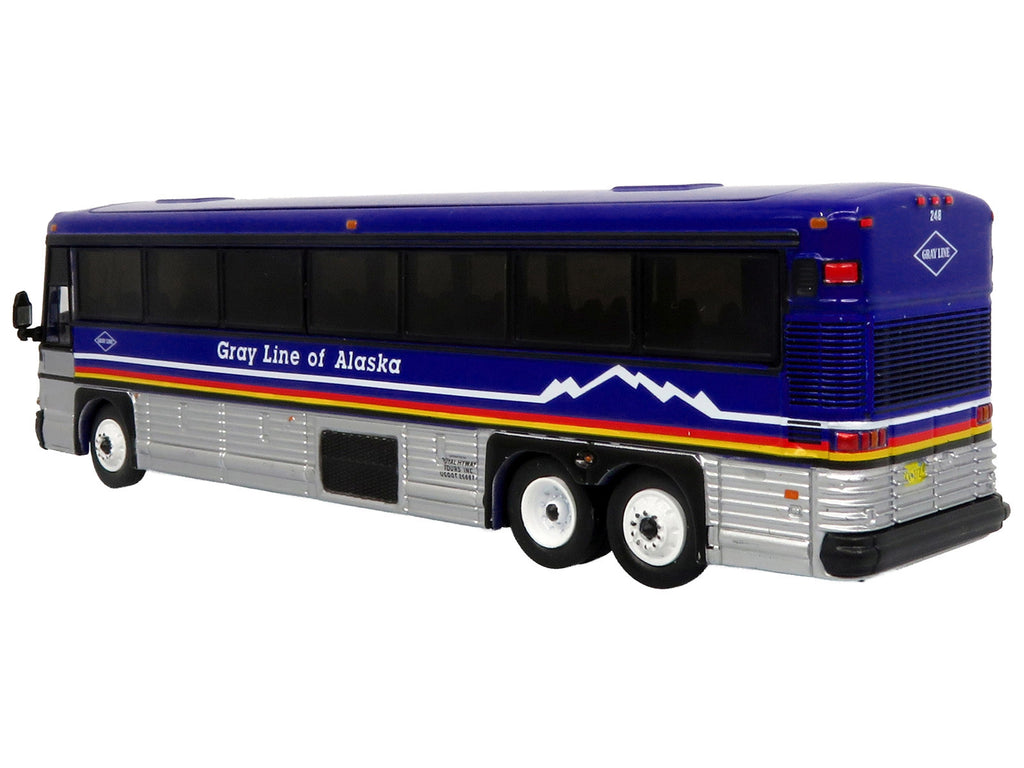 2001 MCI D4000 Coach Bus 'Gray Line of Alaska' Dark Blue with Stripes 'Vintage Bus & Motorcoach Collection' Limited Edition to 504 pieces Worldwide 1/87 (HO) Diecast Model by Iconic Replicas