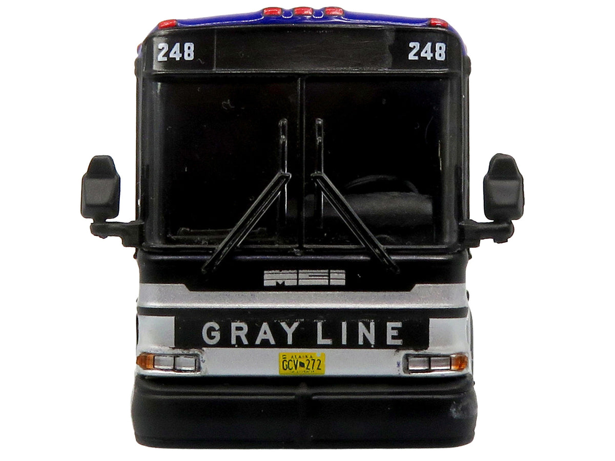 2001 MCI D4000 Coach Bus 'Gray Line of Alaska' Dark Blue with Stripes 'Vintage Bus & Motorcoach Collection' Limited Edition to 504 pieces Worldwide 1/87 (HO) Diecast Model by Iconic Replicas