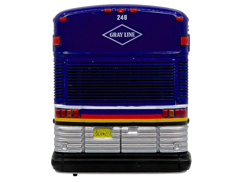 2001 MCI D4000 Coach Bus 'Gray Line of Alaska' Dark Blue with Stripes 'Vintage Bus & Motorcoach Collection' Limited Edition to 504 pieces Worldwide 1/87 (HO) Diecast Model by Iconic Replicas