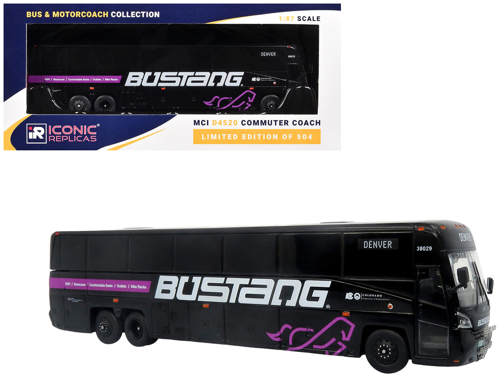 MCI D4520 Commuter Coach Bus 'Bustang - Colorado Department of Transportation' Black 'The Bus & Motorcoach Collection' Limited Edition to 504 pieces Worldwide 1/87 (HO) Scale Diecast Model by Iconic Replicas