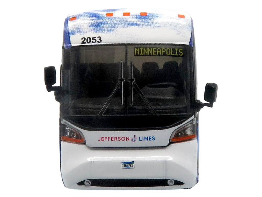 MCI D4520 Commuter Coach Bus 'Jefferson Lines' White with Blue Graphics 'The Bus & Motorcoach Collection' Limited Edition to 504 pieces Worldwide 1/87 (HO) Scale Diecast Model by Iconic Replicas