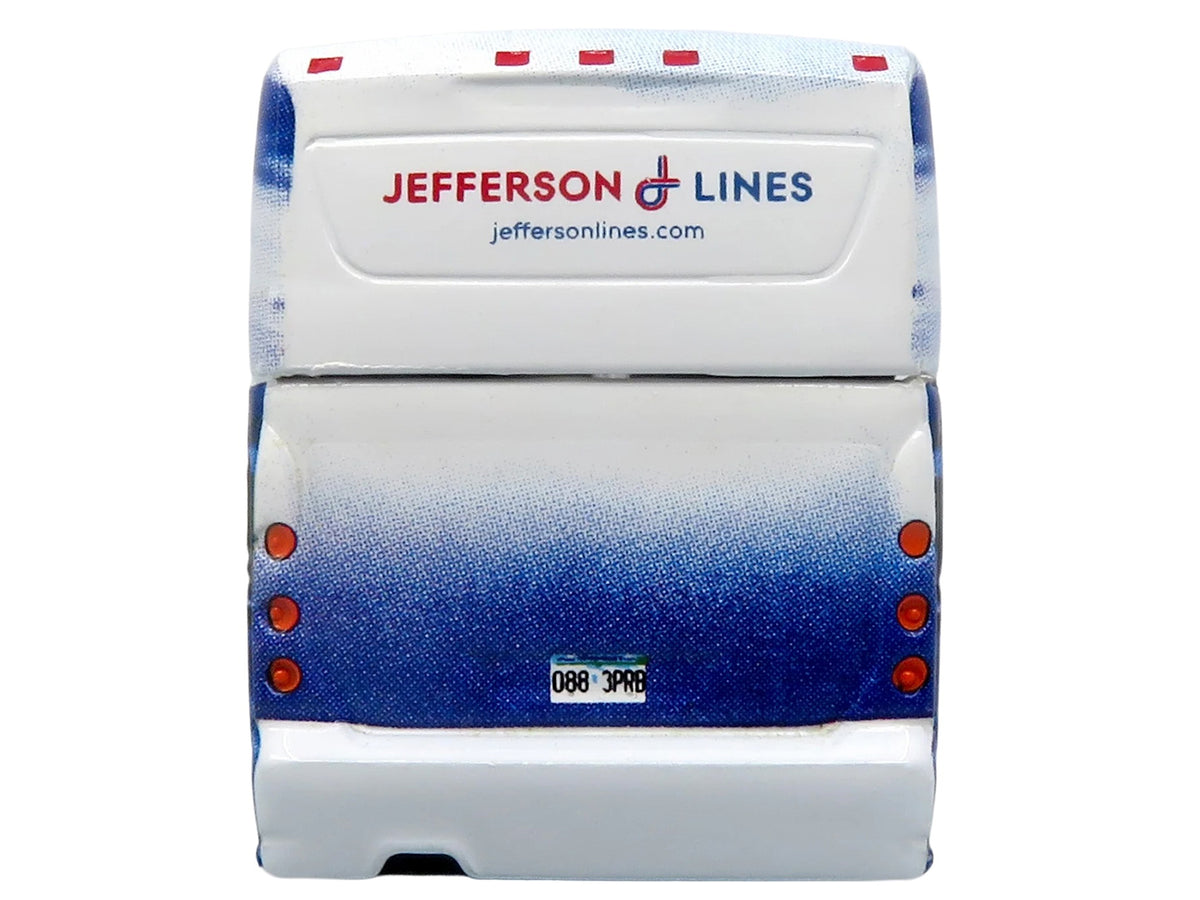 MCI D4520 Commuter Coach Bus 'Jefferson Lines' White with Blue Graphics 'The Bus & Motorcoach Collection' Limited Edition to 504 pieces Worldwide 1/87 (HO) Scale Diecast Model by Iconic Replicas