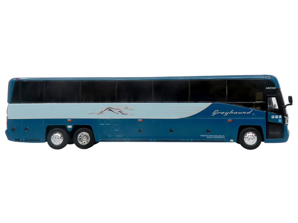 MCI D4520 Commuter Coach Bus 'Greyhound Lines' Blue with Light Blue Stripes 'The Bus & Motorcoach Collection' Limited Edition to 504 pieces Worldwide 1/87 (HO) Scale Diecast Model by Iconic Replicas