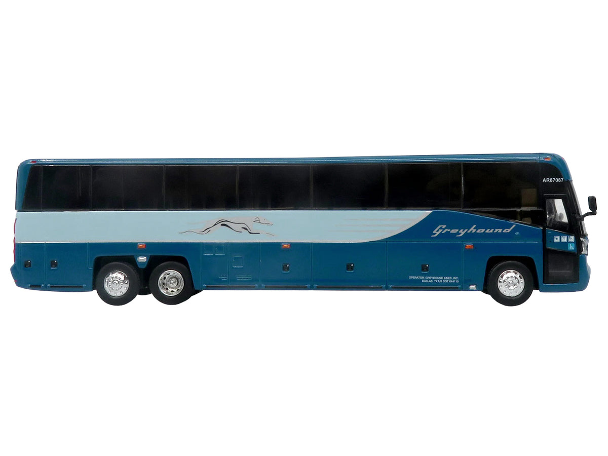 MCI D4520 Commuter Coach Bus 'Greyhound Lines' Blue with Light Blue Stripes 'The Bus & Motorcoach Collection' Limited Edition to 504 pieces Worldwide 1/87 (HO) Scale Diecast Model by Iconic Replicas
