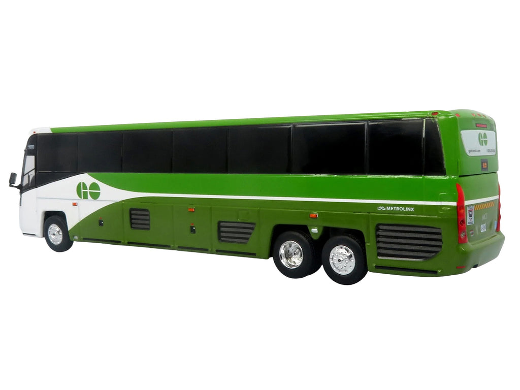 MCI D4520 Commuter Coach Bus 'GO Transit' Green and White 'The Bus & Motorcoach Collection' Limited Edition to 504 pieces Worldwide 1/87 (HO) Scale Diecast Model by Iconic Replicas