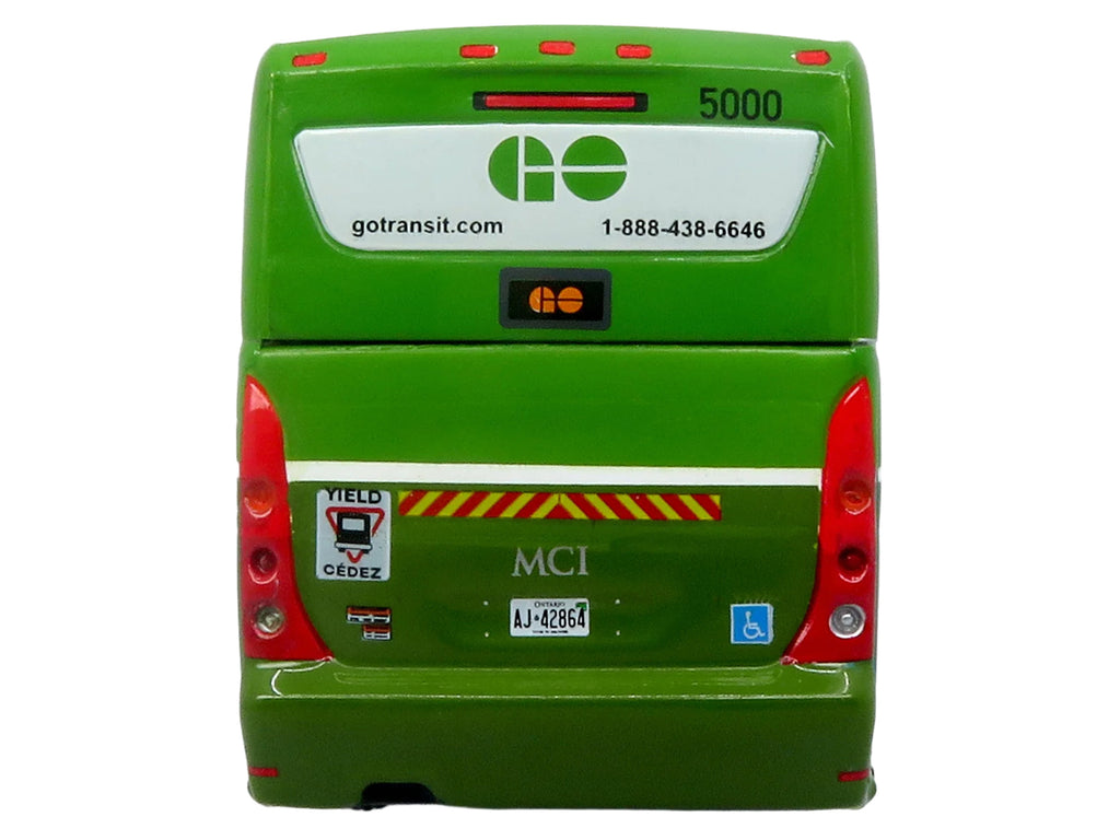 MCI D4520 Commuter Coach Bus 'GO Transit' Green and White 'The Bus & Motorcoach Collection' Limited Edition to 504 pieces Worldwide 1/87 (HO) Scale Diecast Model by Iconic Replicas