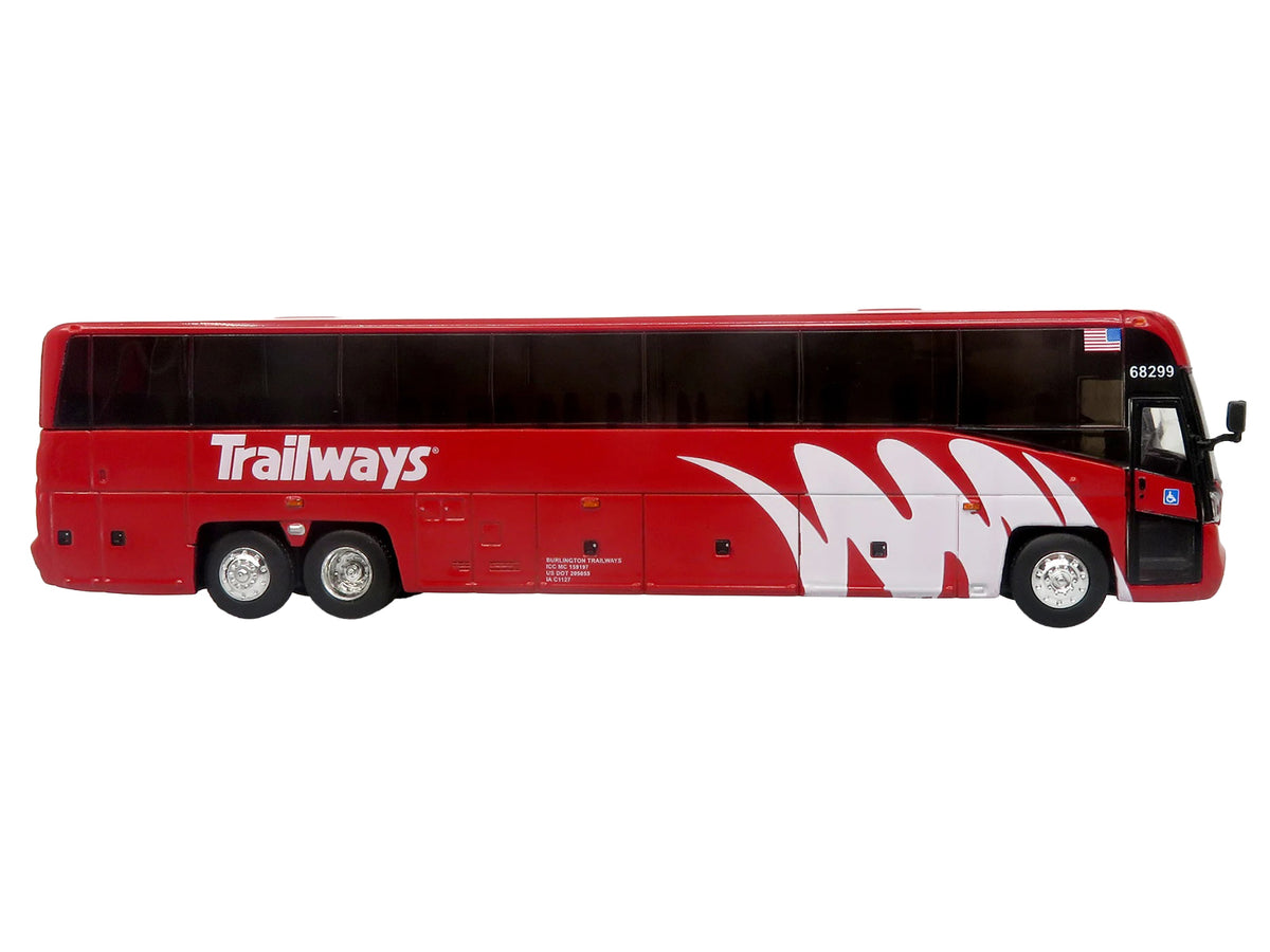 MCI D4520 Commuter Coach Bus 'Burlington Trailways' Red with White Graphics 'The Bus & Motorcoach Collection' Limited Edition to 504 pieces Worldwide 1/87 (HO) Scale Diecast Model by Iconic Replicas