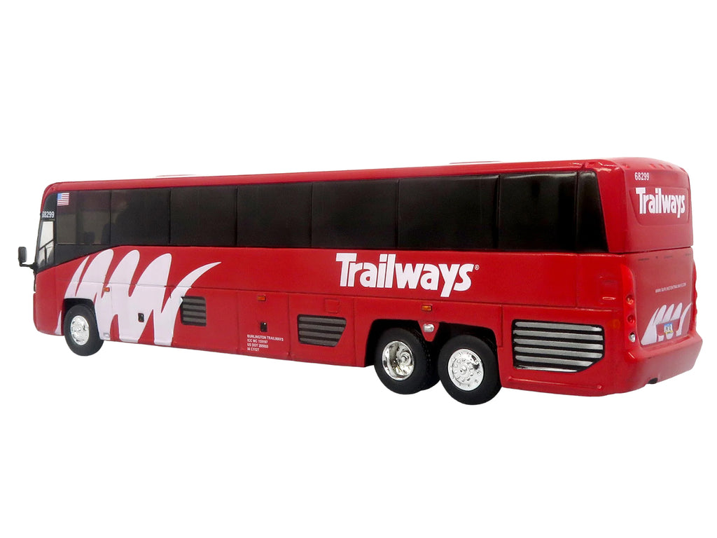 MCI D4520 Commuter Coach Bus 'Burlington Trailways' Red with White Graphics 'The Bus & Motorcoach Collection' Limited Edition to 504 pieces Worldwide 1/87 (HO) Scale Diecast Model by Iconic Replicas
