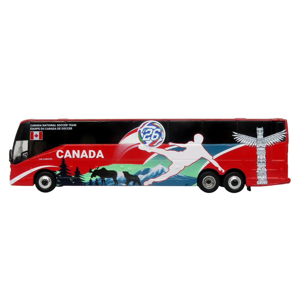 Prevost H3-45 Coach Bus 'Canada National Soccer Team' Red with Graphics 'International Federation of the Global Game' Series Limited Edition to 504 pieces Worldwide 1/87 (HO) Diecast Model by Iconic Replicas