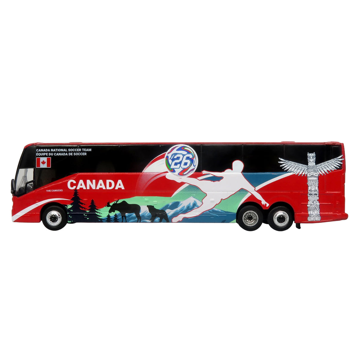 Prevost H3-45 Coach Bus 'Canada National Soccer Team' Red with Graphics 'International Federation of the Global Game' Series Limited Edition to 504 pieces Worldwide 1/87 (HO) Diecast Model by Iconic Replicas