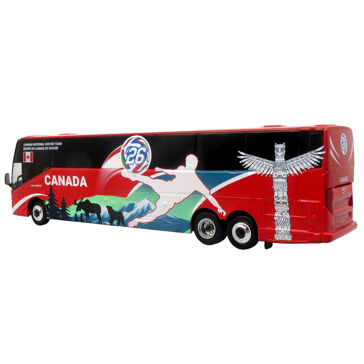 Prevost H3-45 Coach Bus 'Canada National Soccer Team' Red with Graphics 'International Federation of the Global Game' Series Limited Edition to 504 pieces Worldwide 1/87 (HO) Diecast Model by Iconic Replicas