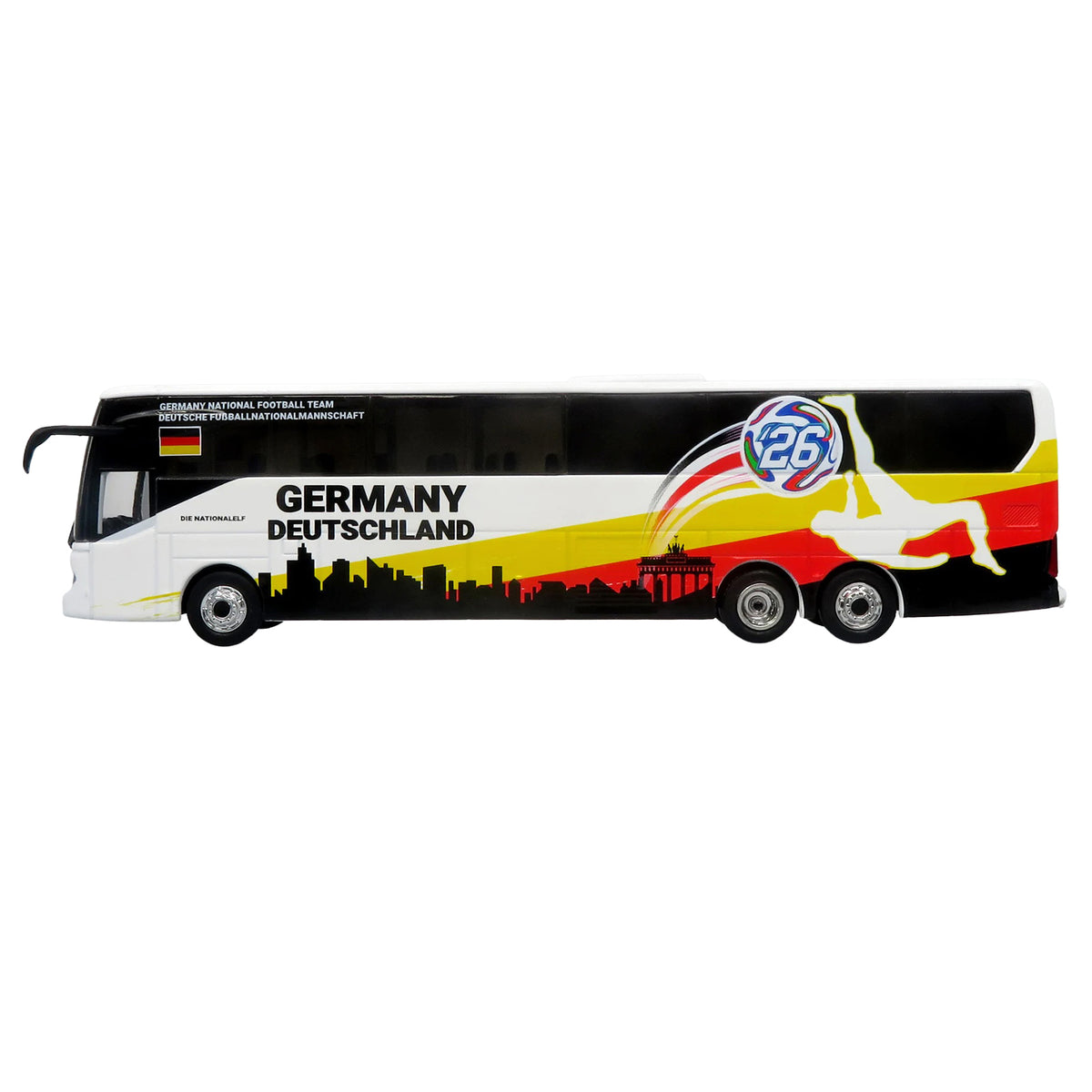 Daimler Tourrider Coach Bus 'Germany National Football Team' White with Graphics 'International Federation of the Global Game' Series Limited Edition to 504 pieces Worldwide 1/87 (HO) Diecast Model by Iconic Replicas