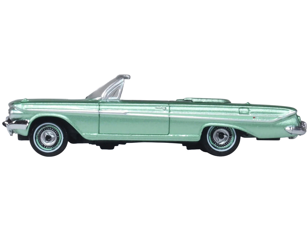 1961 Chevrolet Impala Convertible Arbor Green Metallic with Green Interior 1/87 (HO) Scale Diecast Model Car by Oxford Diecast