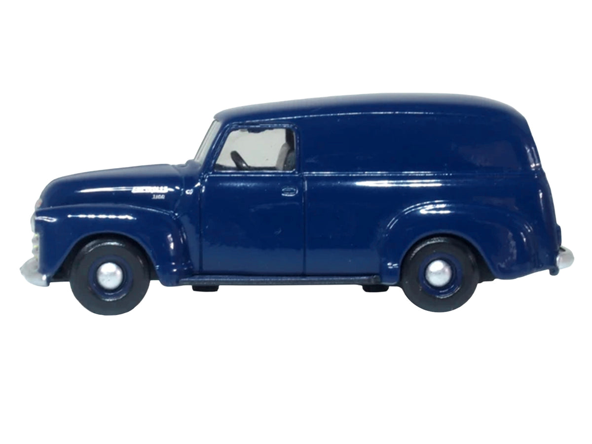 1950 Chevrolet Panel Van Mariner Blue 1/87 (HO) Scale Diecast Model Car by Oxford Diecast