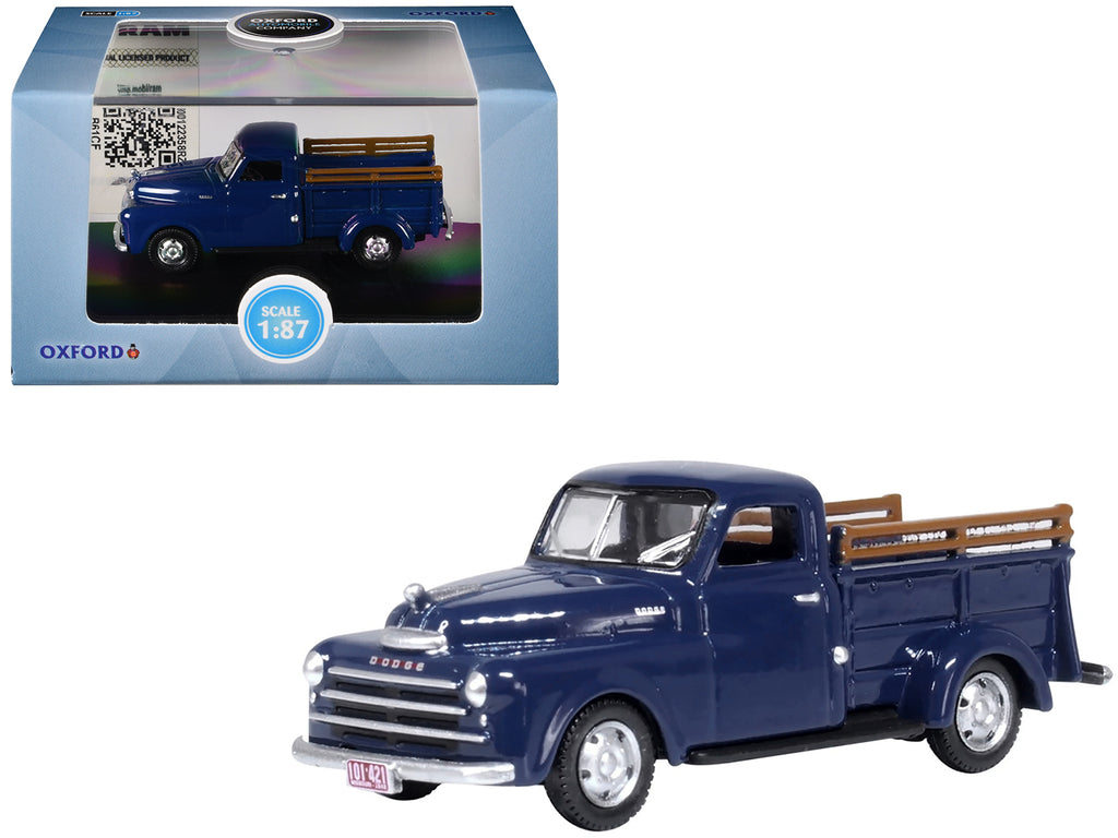 1948 Dodge B-1B Pickup Truck Waterway Blue 1/87 (HO) Scale Diecast Model Car by Oxford Diecast