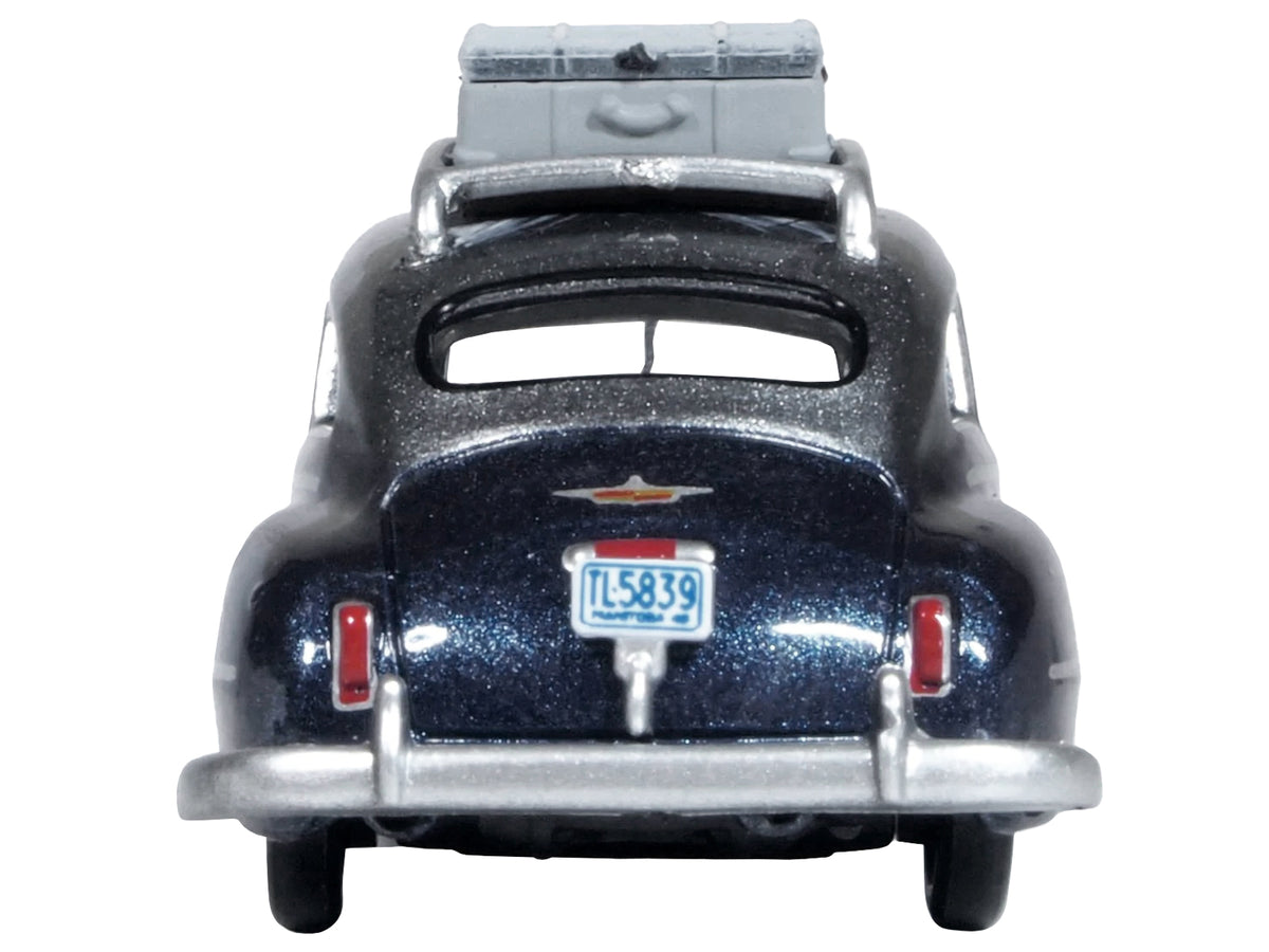 1946 DeSoto Suburban with Roof Rack and Luggage Butterfly Blue Metallic with Crystal Gray Top 1/87 (HO) Scale Diecast Model Car by Oxford Diecast