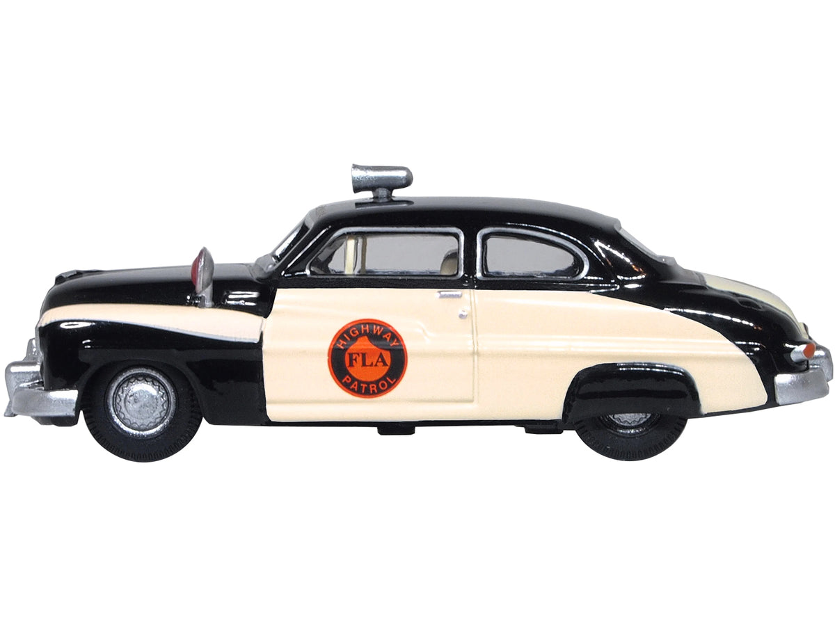 1949 Mercury Monarch Police Black and White 'Florida Highway Patrol' 1/87 (HO) Scale Diecast Model Car by Oxford Diecast