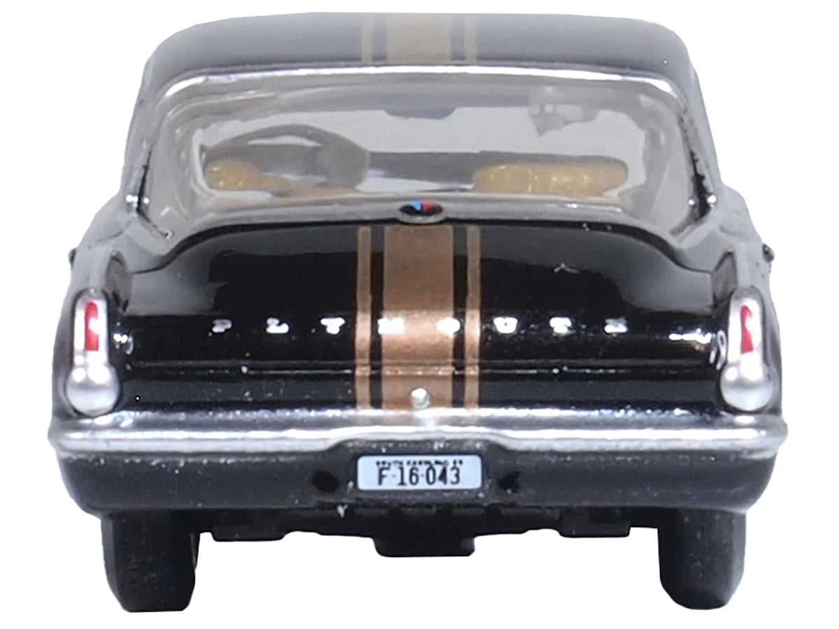 1965 Plymouth Barracuda Black with Gold Stripes 1/87 (HO) Scale Diecast Model Car by Oxford Diecast