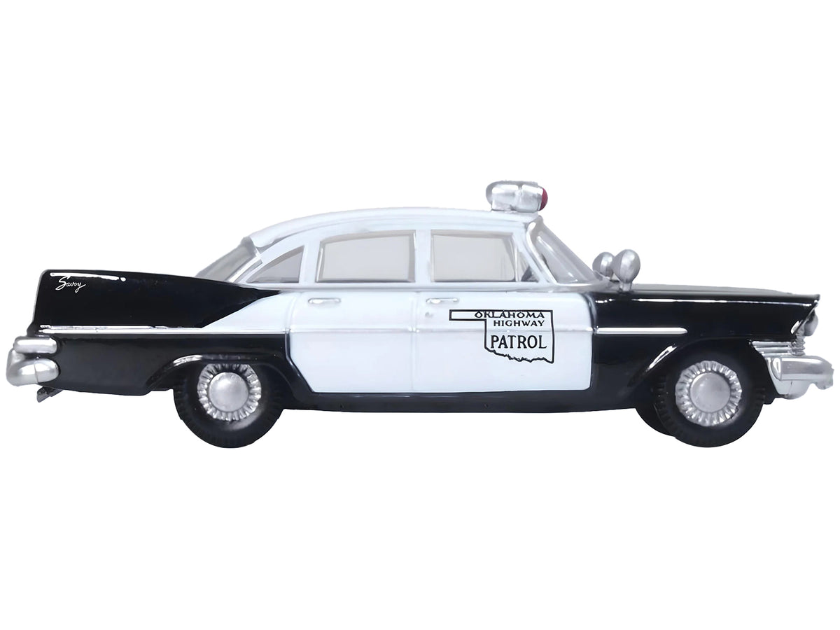 1959 Plymouth Savoy Black and White 'Oklahoma Highway Patrol' 1/87 (HO) Scale Diecast Model Car by Oxford Diecast