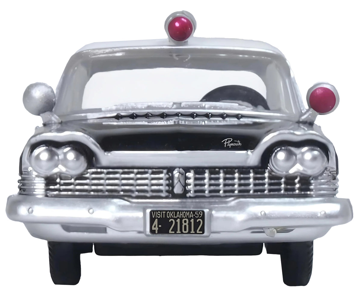 1959 Plymouth Savoy Black and White 'Oklahoma Highway Patrol' 1/87 (HO) Scale Diecast Model Car by Oxford Diecast