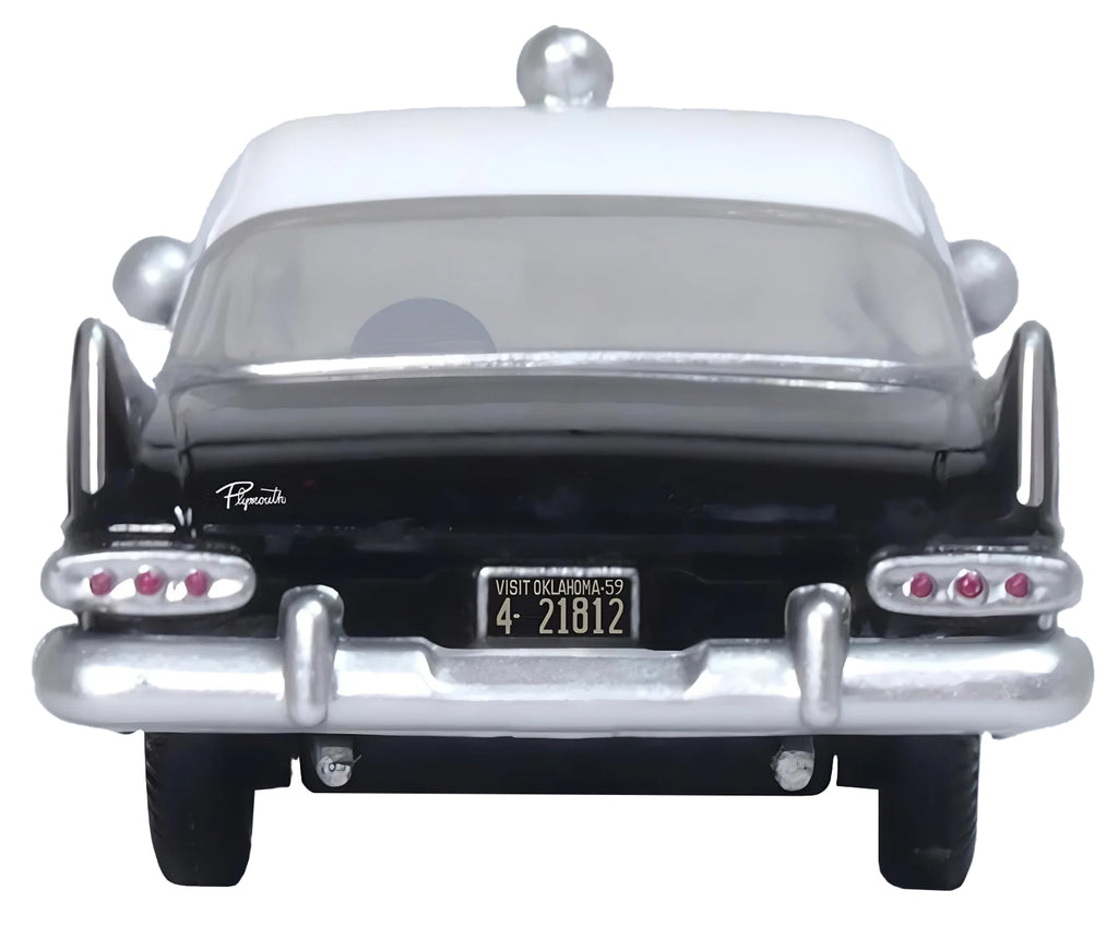1959 Plymouth Savoy Black and White 'Oklahoma Highway Patrol' 1/87 (HO) Scale Diecast Model Car by Oxford Diecast