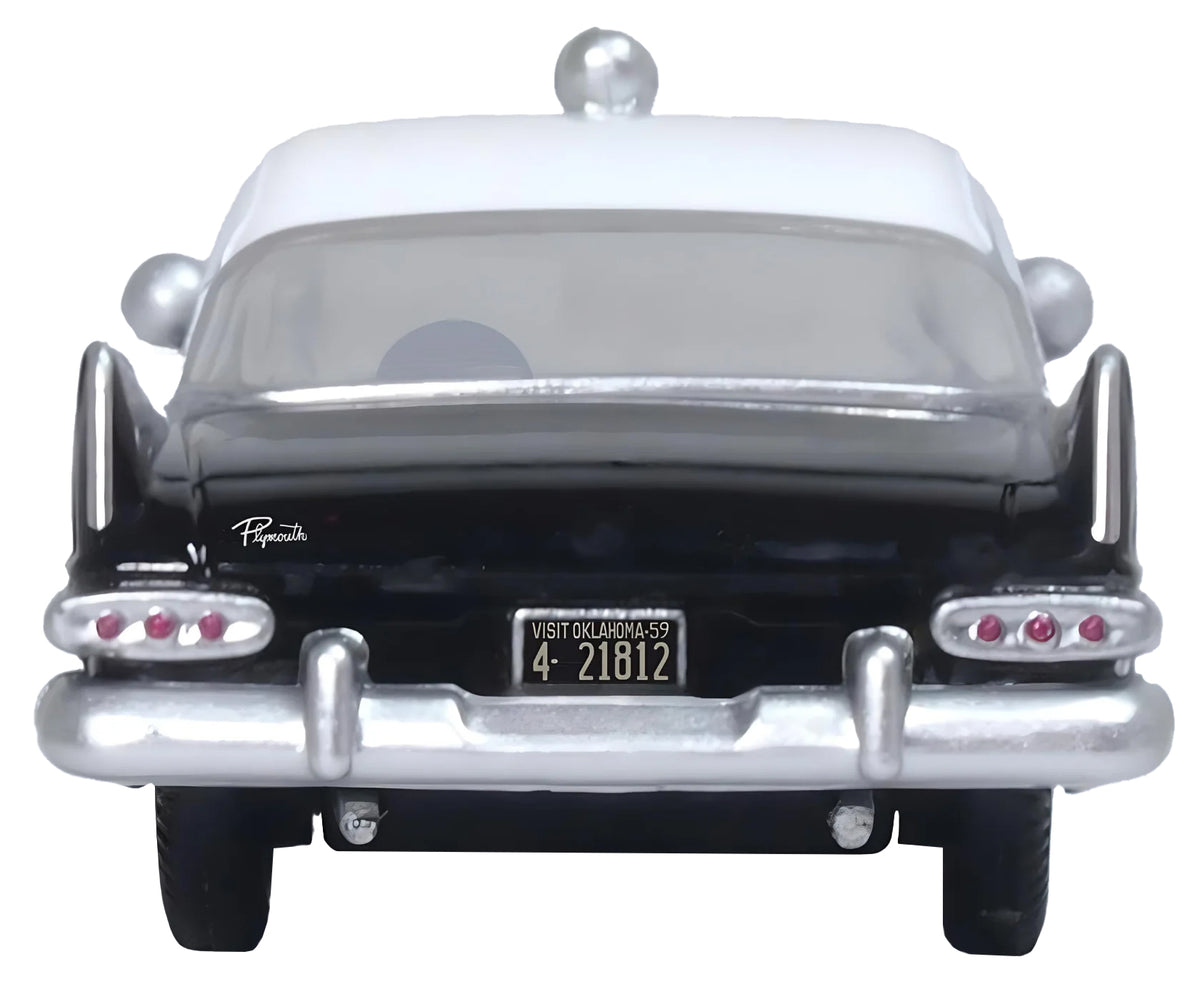 1959 Plymouth Savoy Black and White 'Oklahoma Highway Patrol' 1/87 (HO) Scale Diecast Model Car by Oxford Diecast