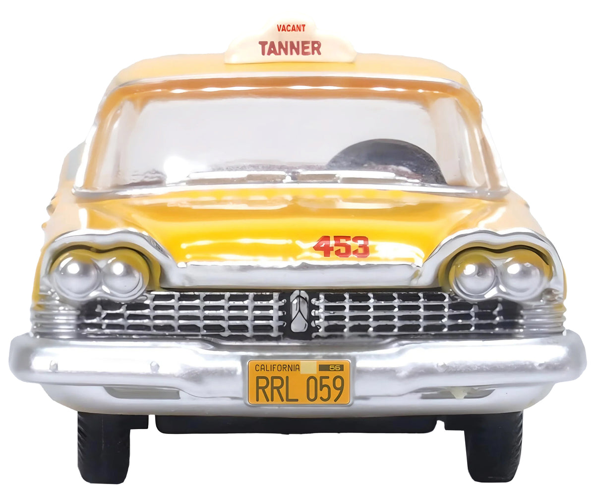1959 Plymouth Belvedere Taxi Yellow 'Tanner Yellow Cab Co.' 1/87 (HO) Scale Diecast Model Car by Oxford Diecast