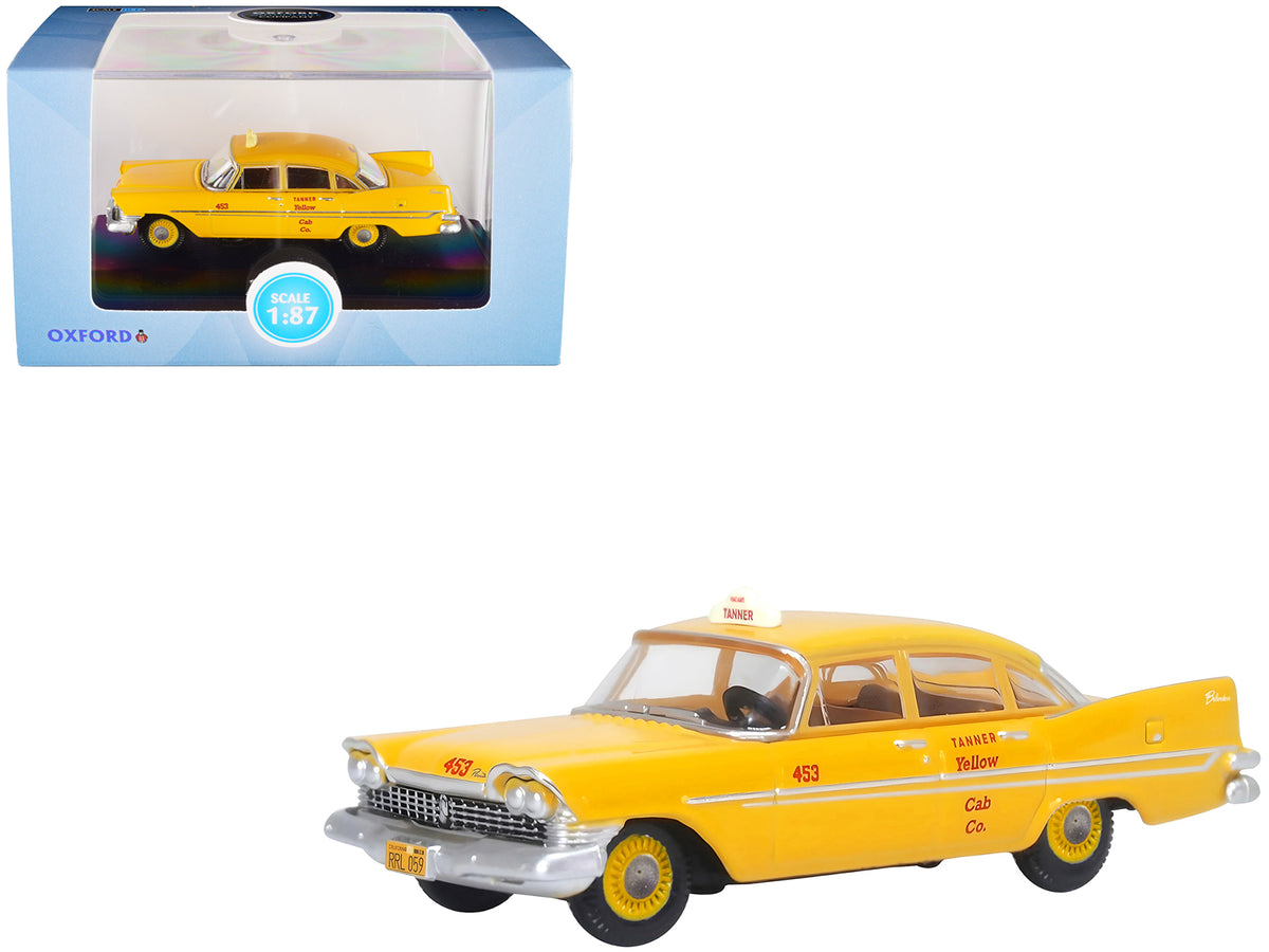 1959 Plymouth Belvedere Taxi Yellow 'Tanner Yellow Cab Co.' 1/87 (HO) Scale Diecast Model Car by Oxford Diecast