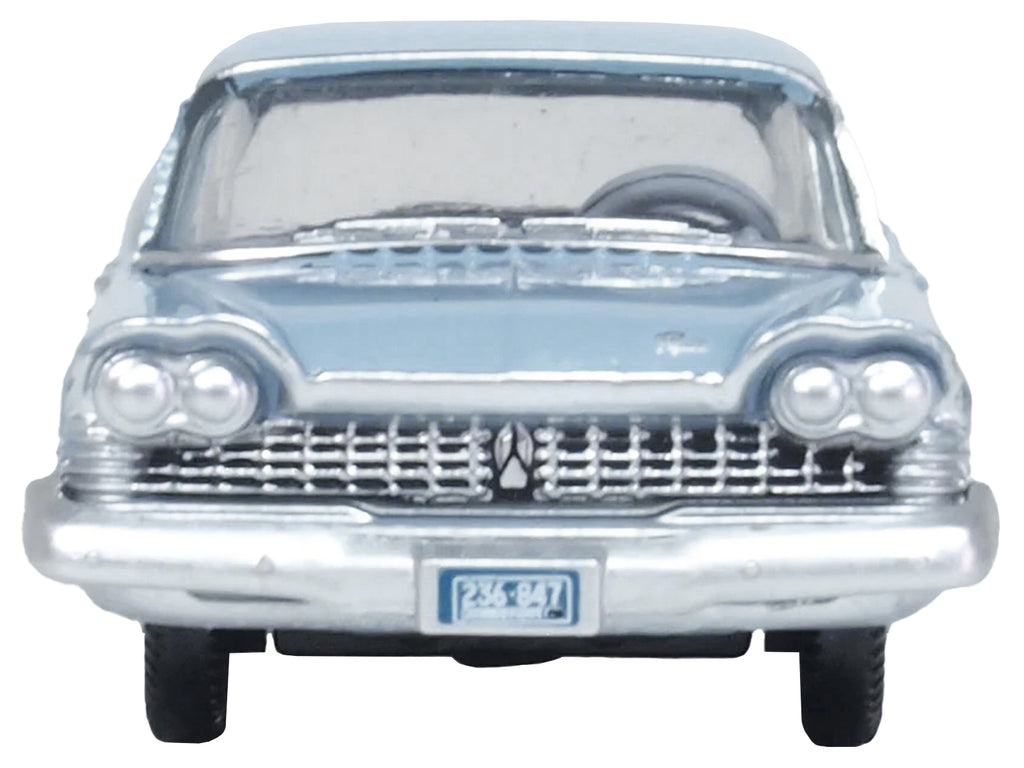 1959 Plymouth Savoy Sedan Powder Blue 1/87 (HO) Scale Diecast Model Car by Oxford Diecast