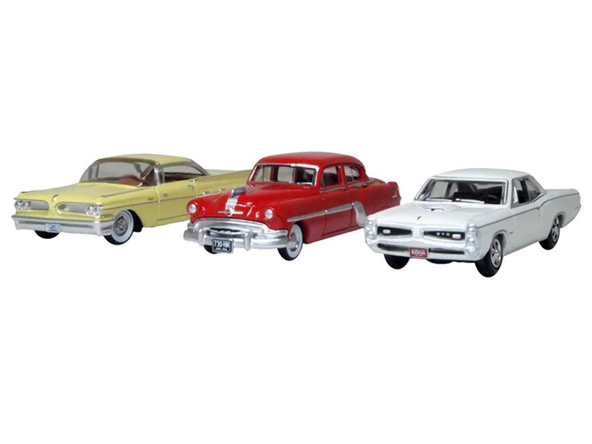 Pontiac Set of 3 Cars '100th Anniversary 2026' 1/87 (HO) Scale Diecast Model Cars by Oxford Diecast