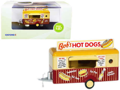 'Bob's Hot Dogs' Mobile Food Trailer 1/87 (HO) Scale Diecast Model by Oxford Diecast