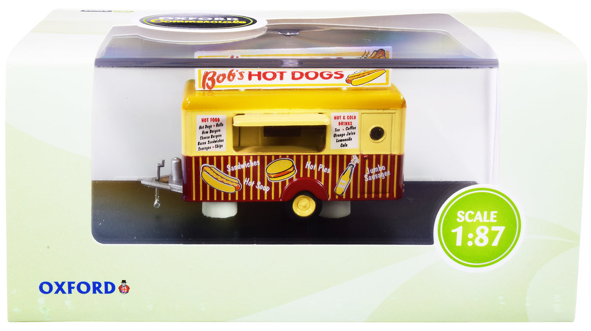 'Bob's Hot Dogs' Mobile Food Trailer 1/87 (HO) Scale Diecast Model by Oxford Diecast