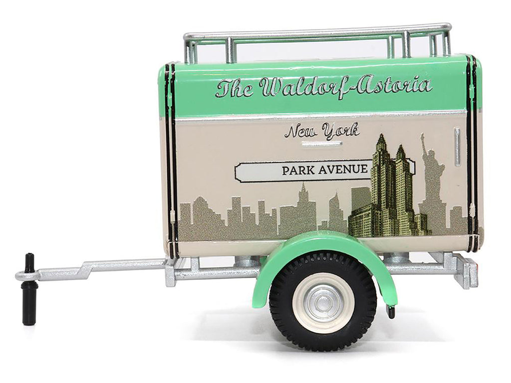 Travel Trailer Beige with Light Green Top 'The Waldorf-Astoria Luggage Service New York - Park Avenue' 1/24 Diecast Model Car by Motor City Classics