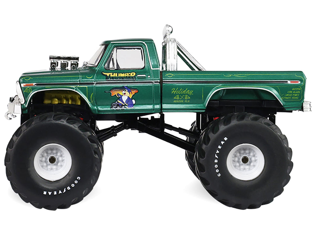 1975 Ford F-250 Monster Truck with 66-Inch Tires 'Thumper' Green Metallic 'Kings of Crunch' Series 1/43 Diecast Model Car by Greenlight
