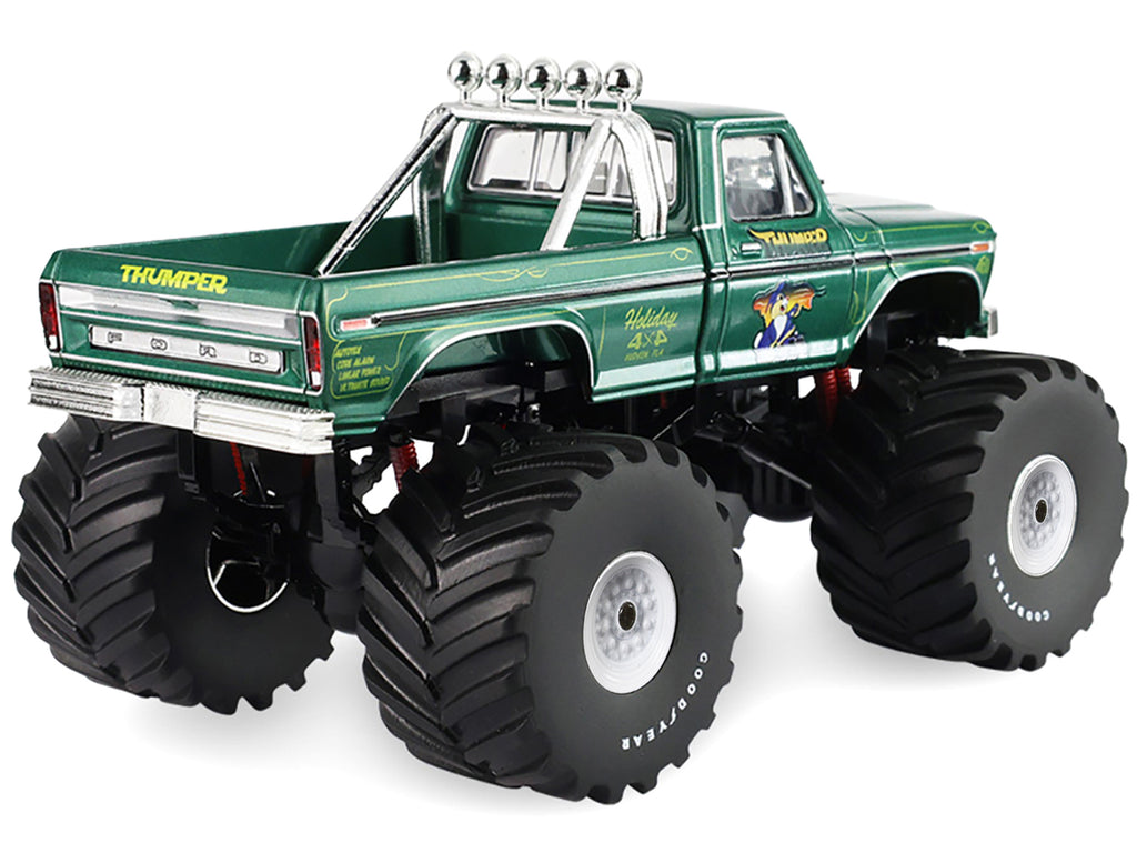 1975 Ford F-250 Monster Truck with 66-Inch Tires 'Thumper' Green Metallic 'Kings of Crunch' Series 1/43 Diecast Model Car by Greenlight