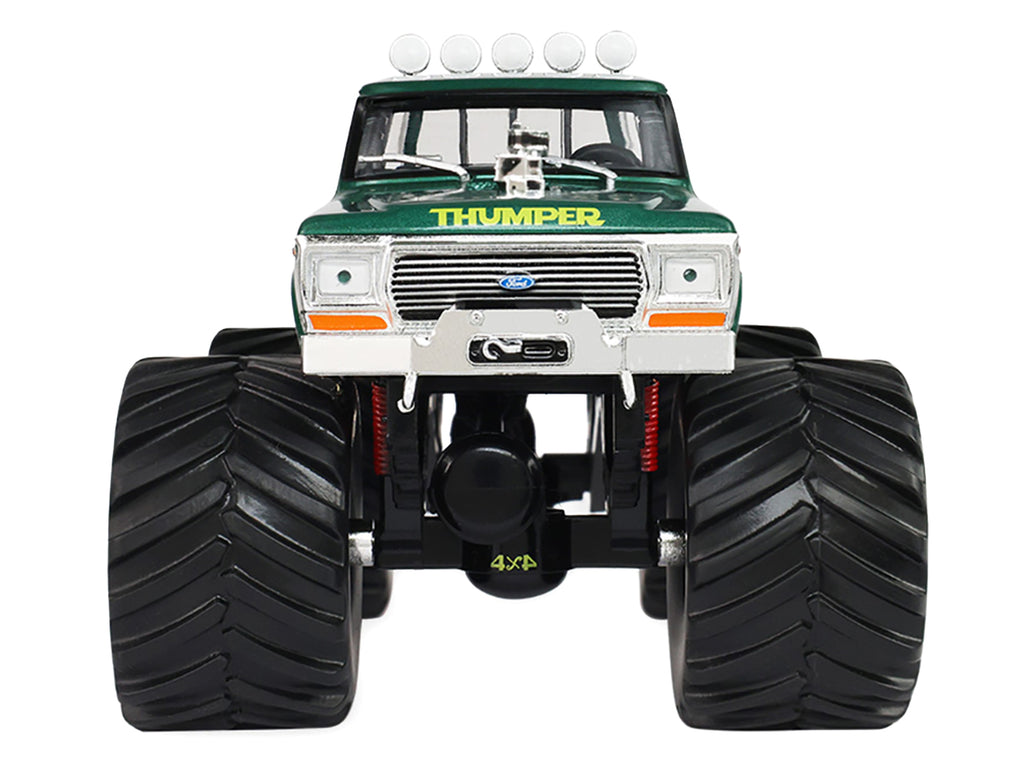 1975 Ford F-250 Monster Truck with 66-Inch Tires 'Thumper' Green Metallic 'Kings of Crunch' Series 1/43 Diecast Model Car by Greenlight