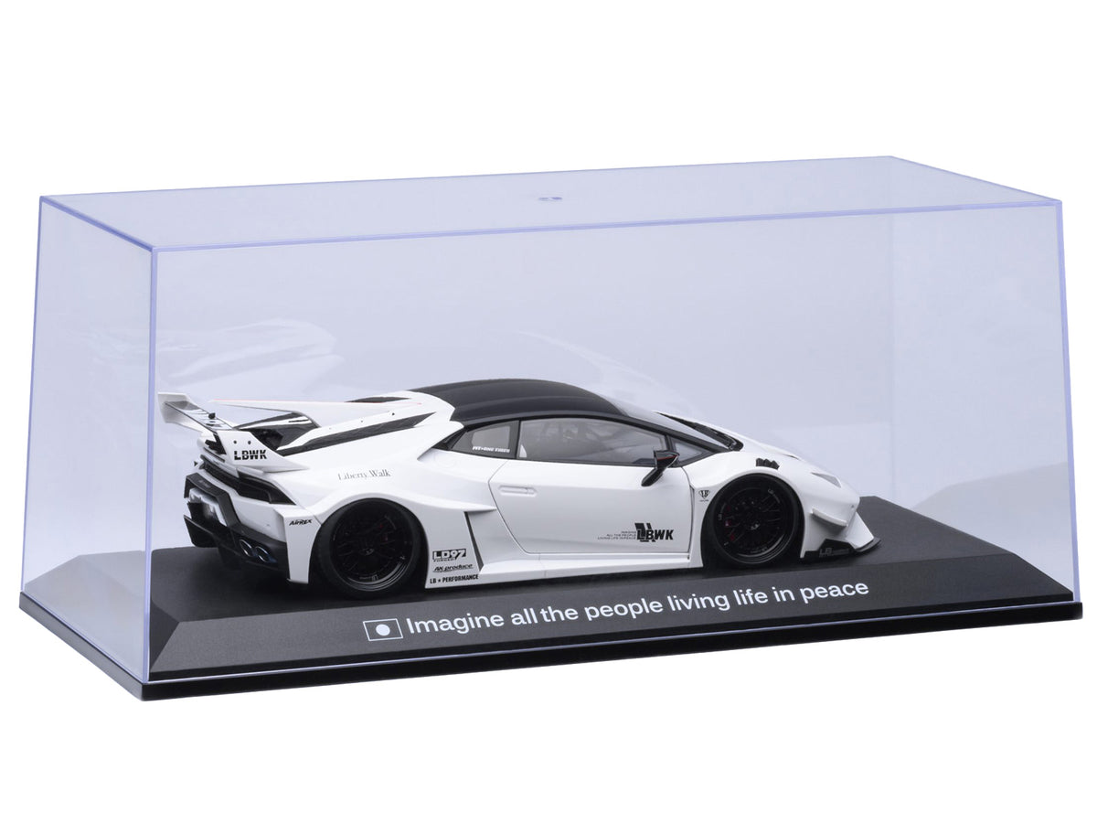 Collectible Display Show Case with Black Plastic Base and Green 'LBWK' Logo for 1/18-1/24 Scale Model Cars by Autoart