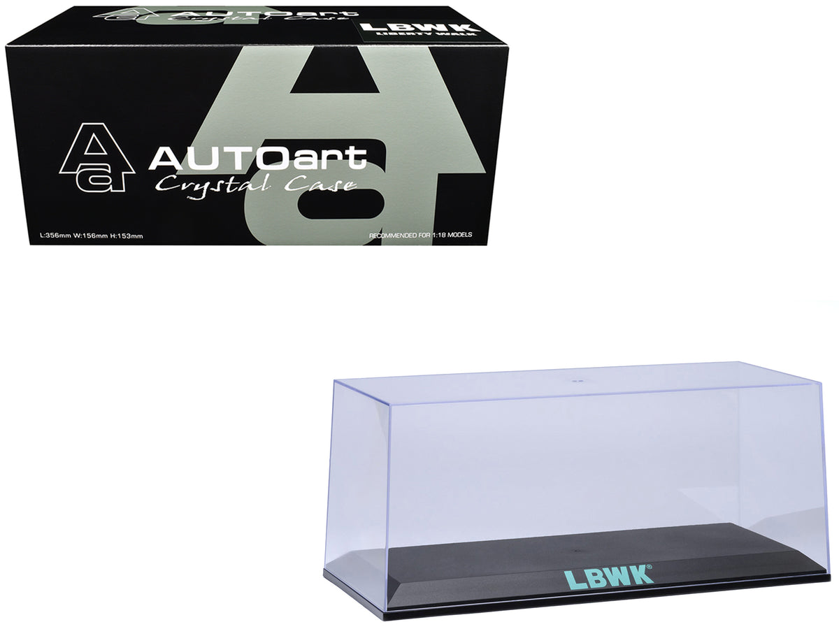 Collectible Display Show Case with Black Plastic Base and Green 'LBWK' Logo for 1/18-1/24 Scale Model Cars by Autoart
