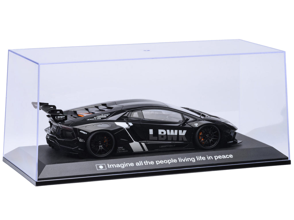 Collectible Display Show Case with Black Plastic Base and Gold 'LBWK' Logo for 1/18-1/24 Scale Model Cars by Autoart