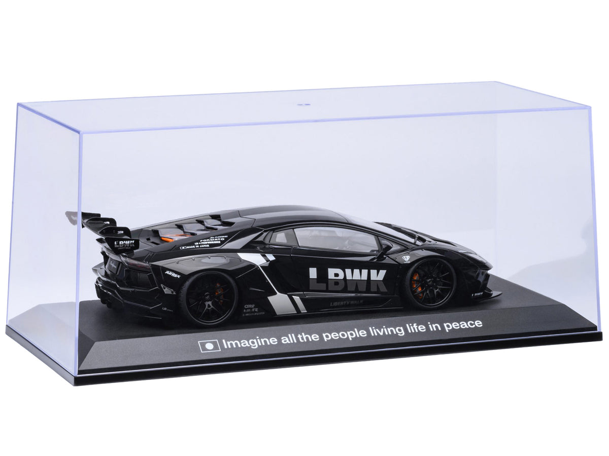 Collectible Display Show Case with Black Plastic Base and Gold 'LBWK' Logo for 1/18-1/24 Scale Model Cars by Autoart