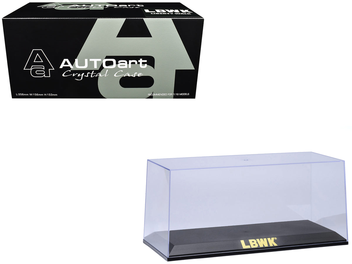 Collectible Display Show Case with Black Plastic Base and Gold 'LBWK' Logo for 1/18-1/24 Scale Model Cars by Autoart