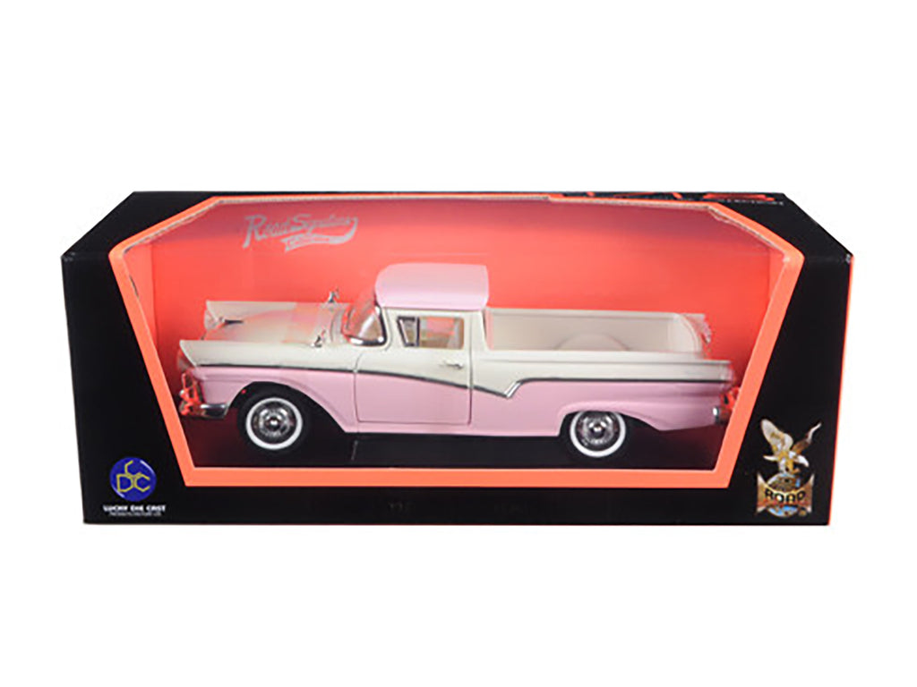 1957 Ford Ranchero Pickup Truck Pink 1/18 Diecast Model by Road Signature 