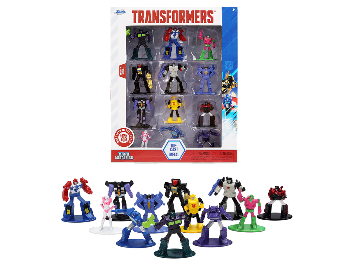 Set of 12 Diecast Figures 'Transformers' Franchise 'Nano Metalfigs' Series Diecast Models by Jada